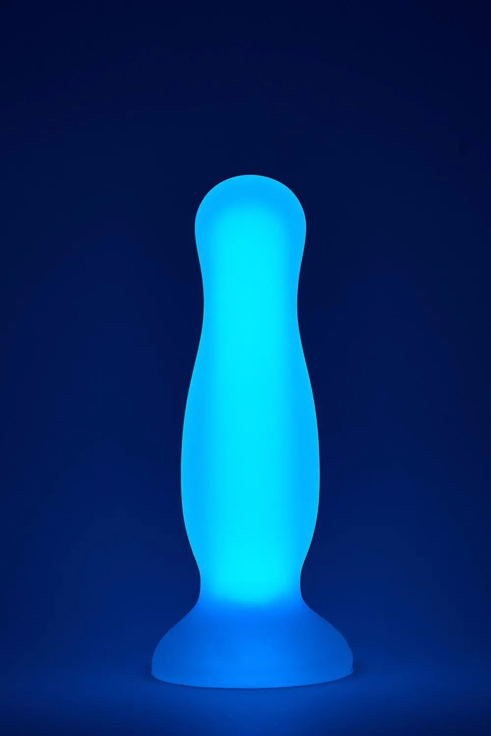 Radiant Glow In The Dark Soft Silicone Plug Medium - Neonowy korek analny, Niebieski, 12, 5 cm