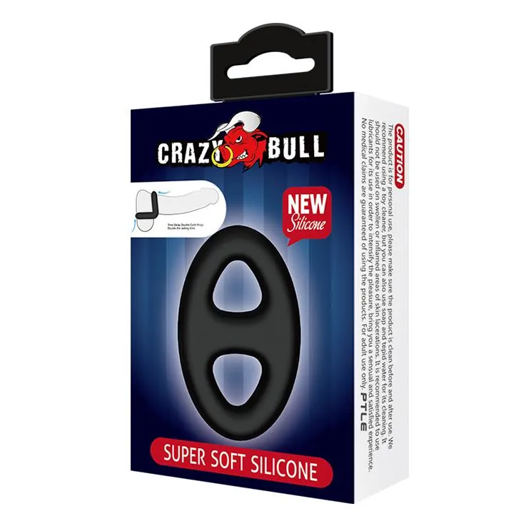 Crazy Bull Super Soft Silicone - Pierścień erekcyjny, Czarny, 8.4 cm