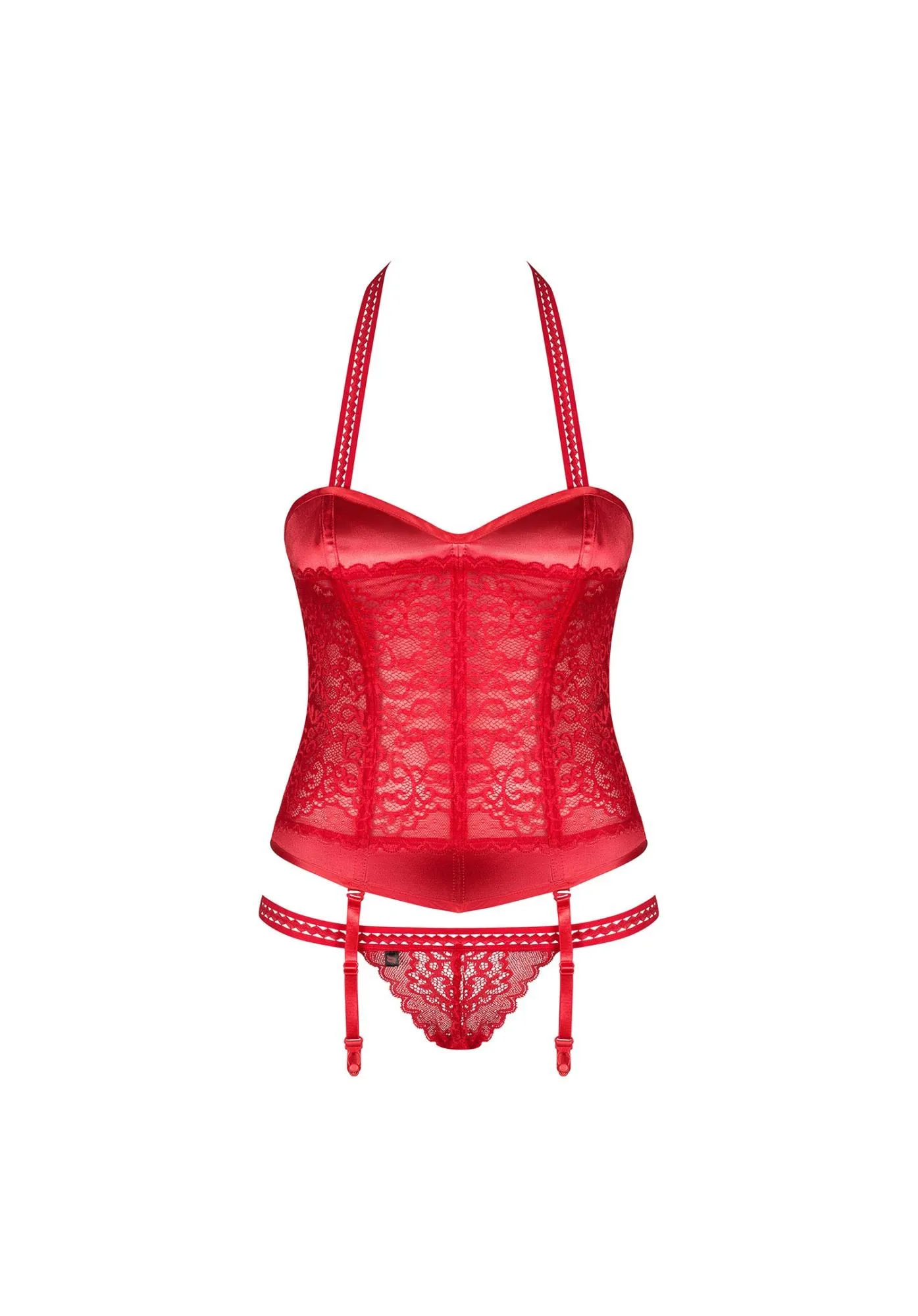 Корсет и стринги Obsessive Flameria, S/M (красный)