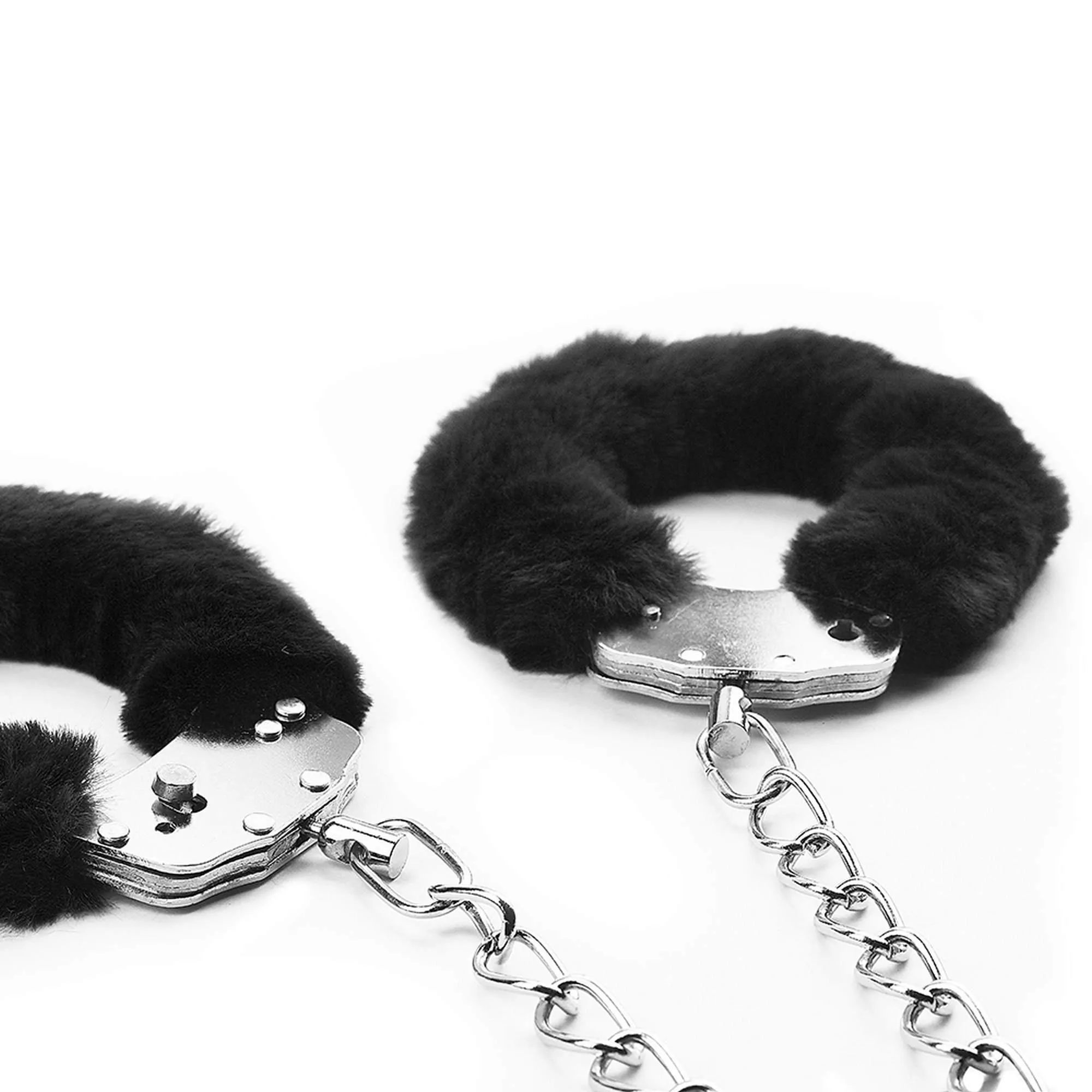 Lovetoy Fluffy Leg Cuffs - Kajdanki, Czarny