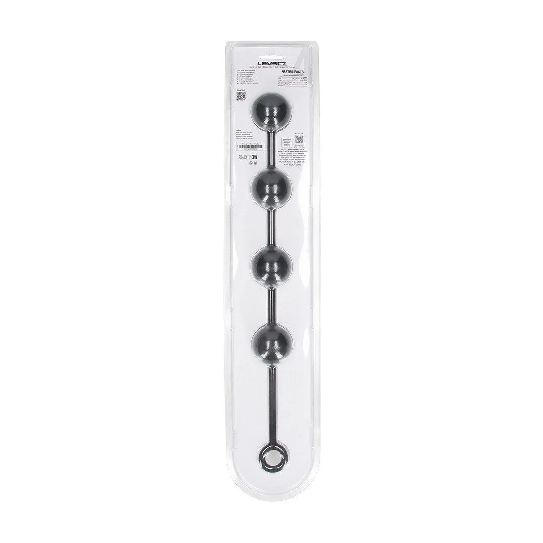Shots Round Silicone Anal Balls - Łańcuszek analny, Czarny, 46.5 cm