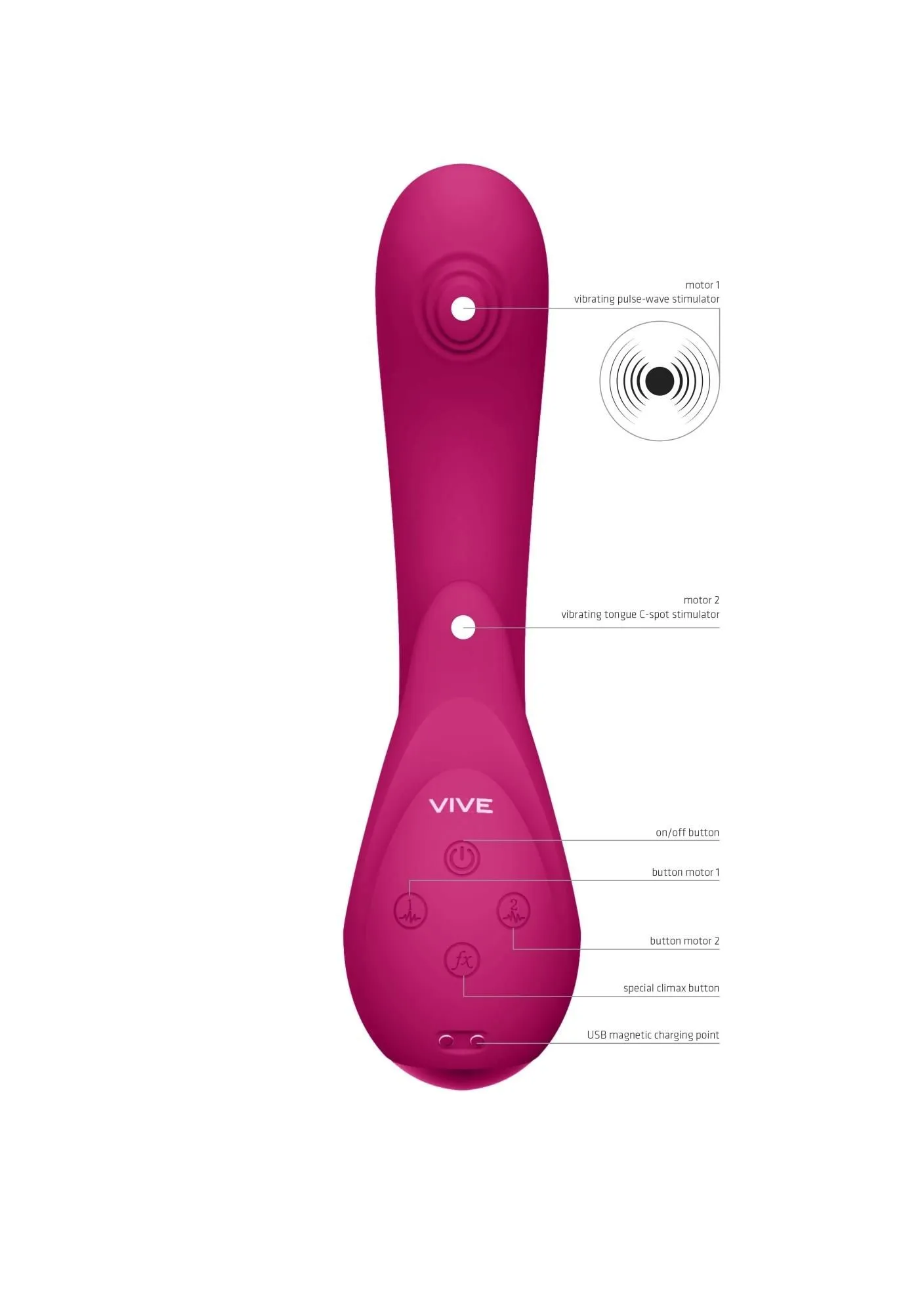 Vive Miki - Wibrator, Różowy, 22 cm