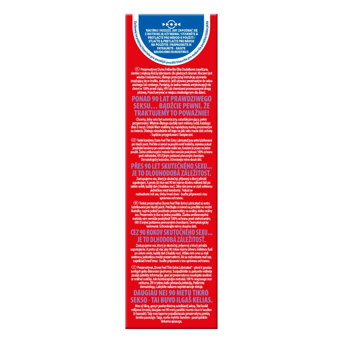 Durex Feel Thin Fetherlite Elite - Prezerwatywy, Przezroczysty, 19.5 cm