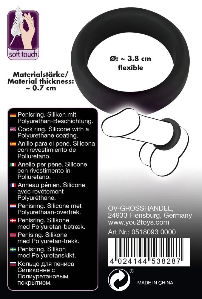 Ерекційне кільце Velvets Cock Ring, 3,8 см (чорний)