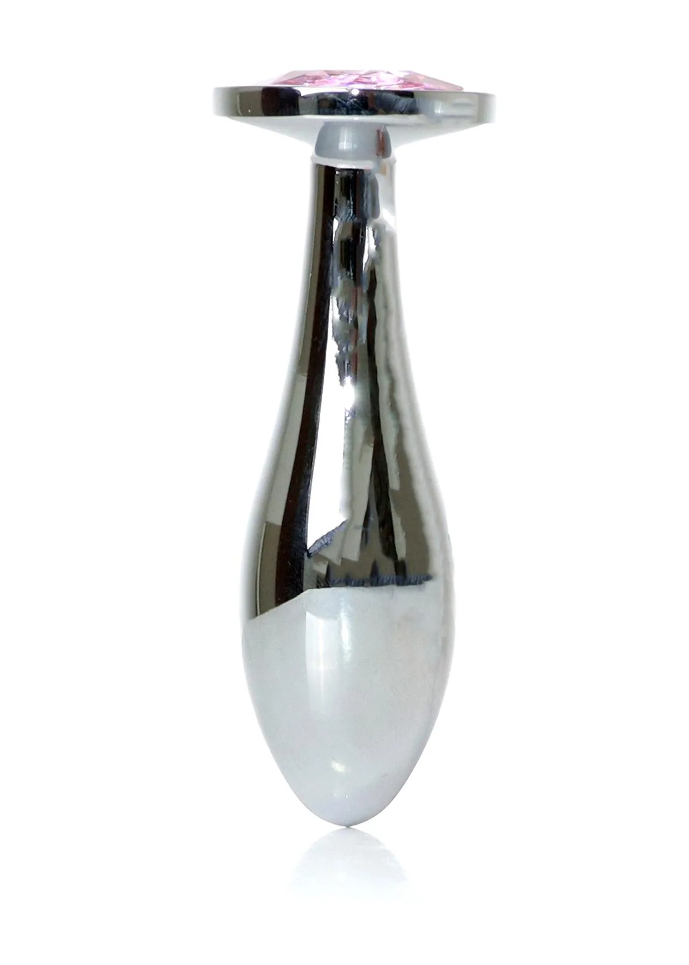 Анальная пробка Jewellery Silver Plug Clear M, 9.2 см (розовый)
