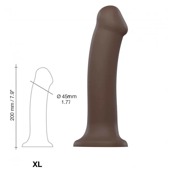 Фалоімітатор Strap-On-Me Dual Density Bendable XL, 20 см (коричневий)