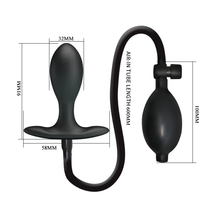 Анальная пробка Pretty Love Inflatable Anal Plug, 9.1 см (черный)