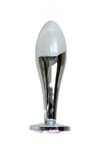 Анальна пробка Jewellery Silver Plug Clear M 9.2 см (рожевий)