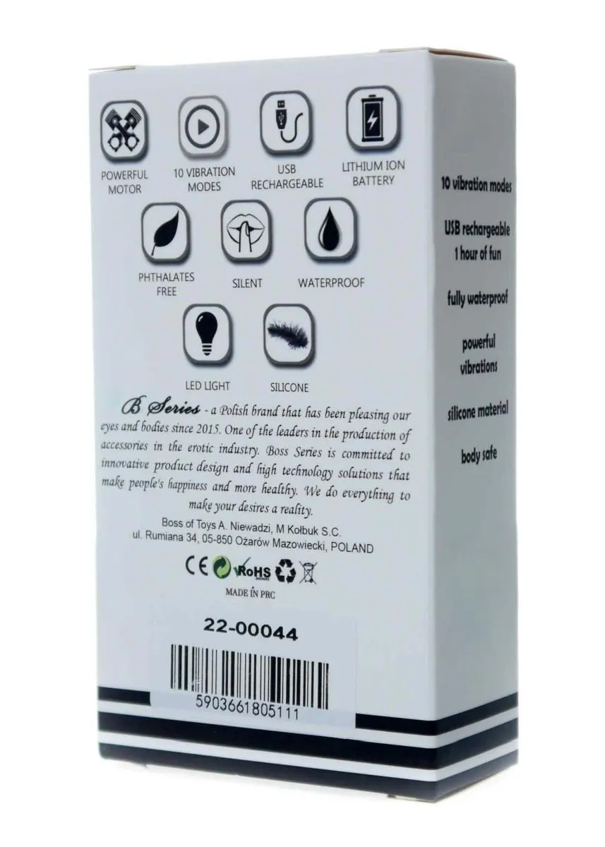 B - Series Magic Rechargeable Silicone Touch - Wibrator, Czarny, 8.5 cm