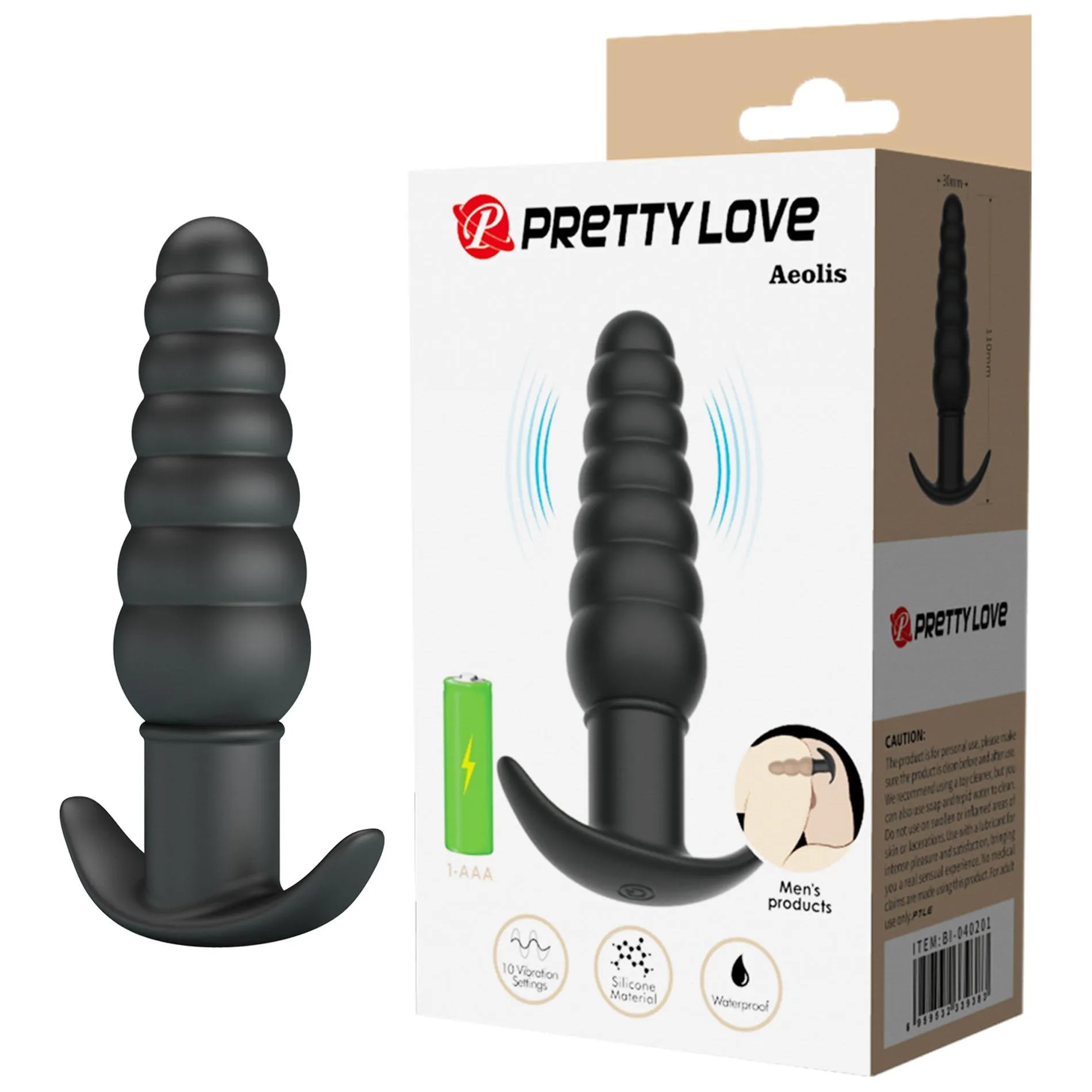 Pretty Love Aeolis - Korek analny, Czarny, 11 cm