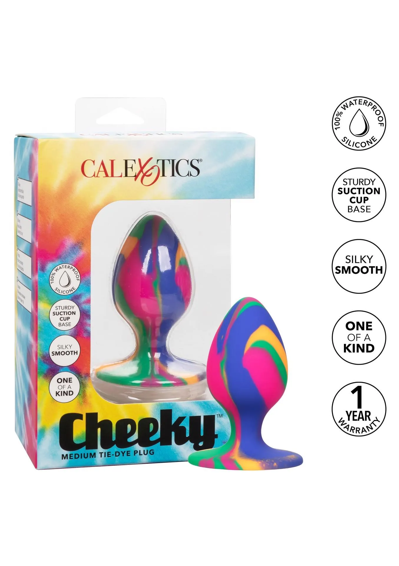 Анальная пробка Calexotics Tie-Dye Plug Medium, 7.5 см (мульти)
