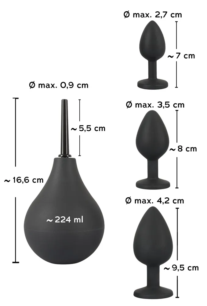 Набор для анальной стимуляции Orion Black Velvets Anal Kit, 4 шт (черный)