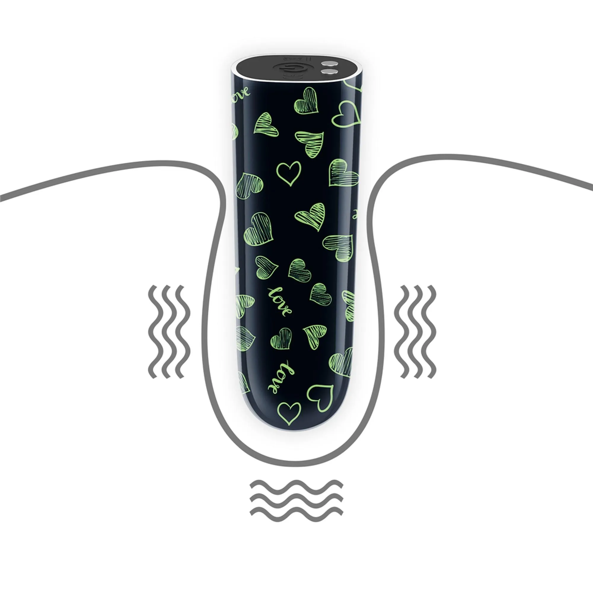 Вибратор для клитора LoveToy Heart Massager Glow In The Dark, 8,5 см (черный)