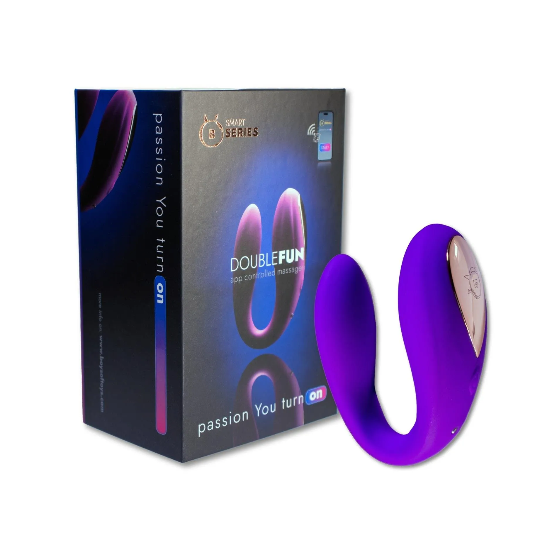 B - Series Smart Double Fun App - Wibrator, Fioletowy, 8.3 cm