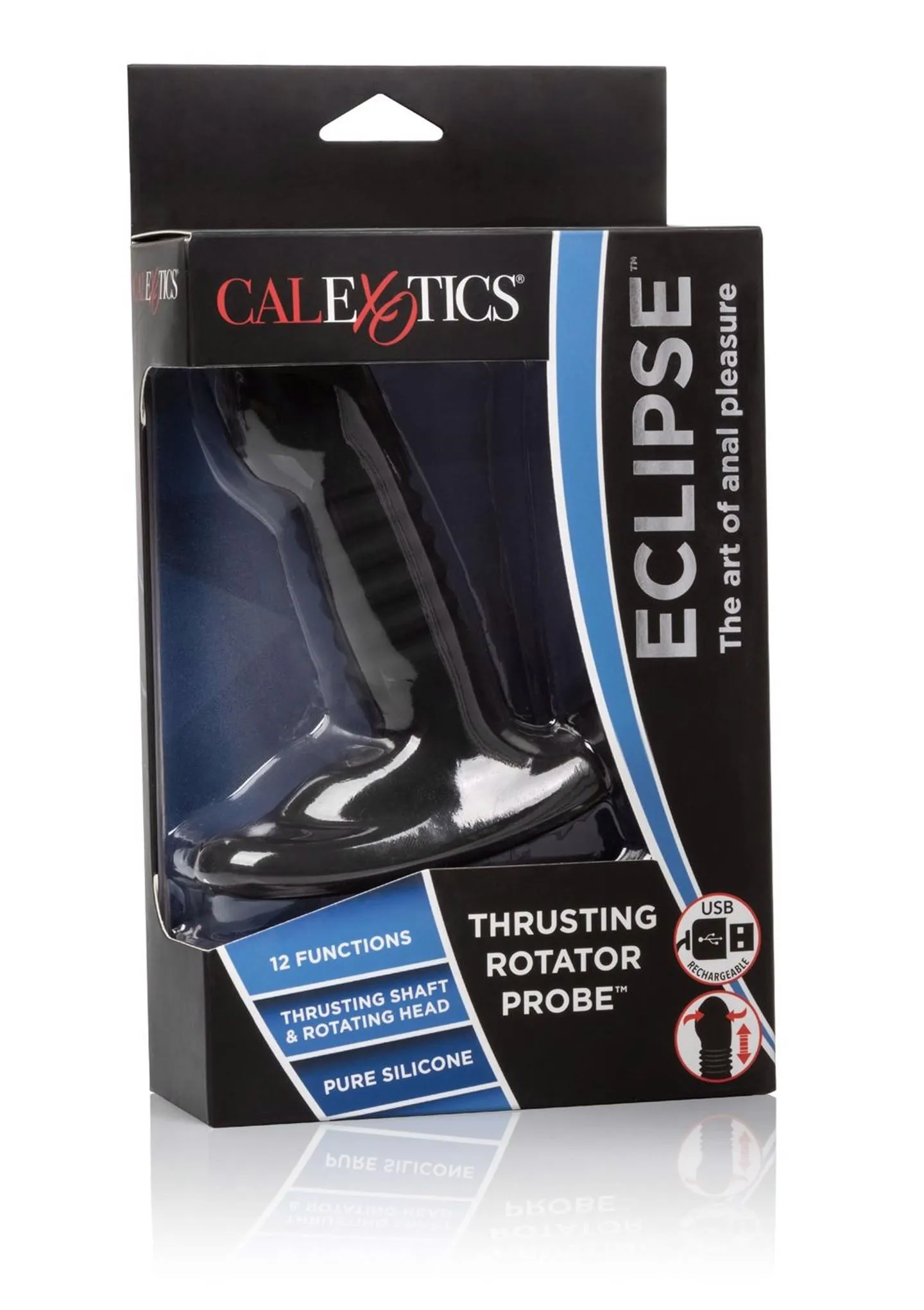Анальный вибратор CalExotics Eclipse Thrusting Rotator, 9.5 см (черный)