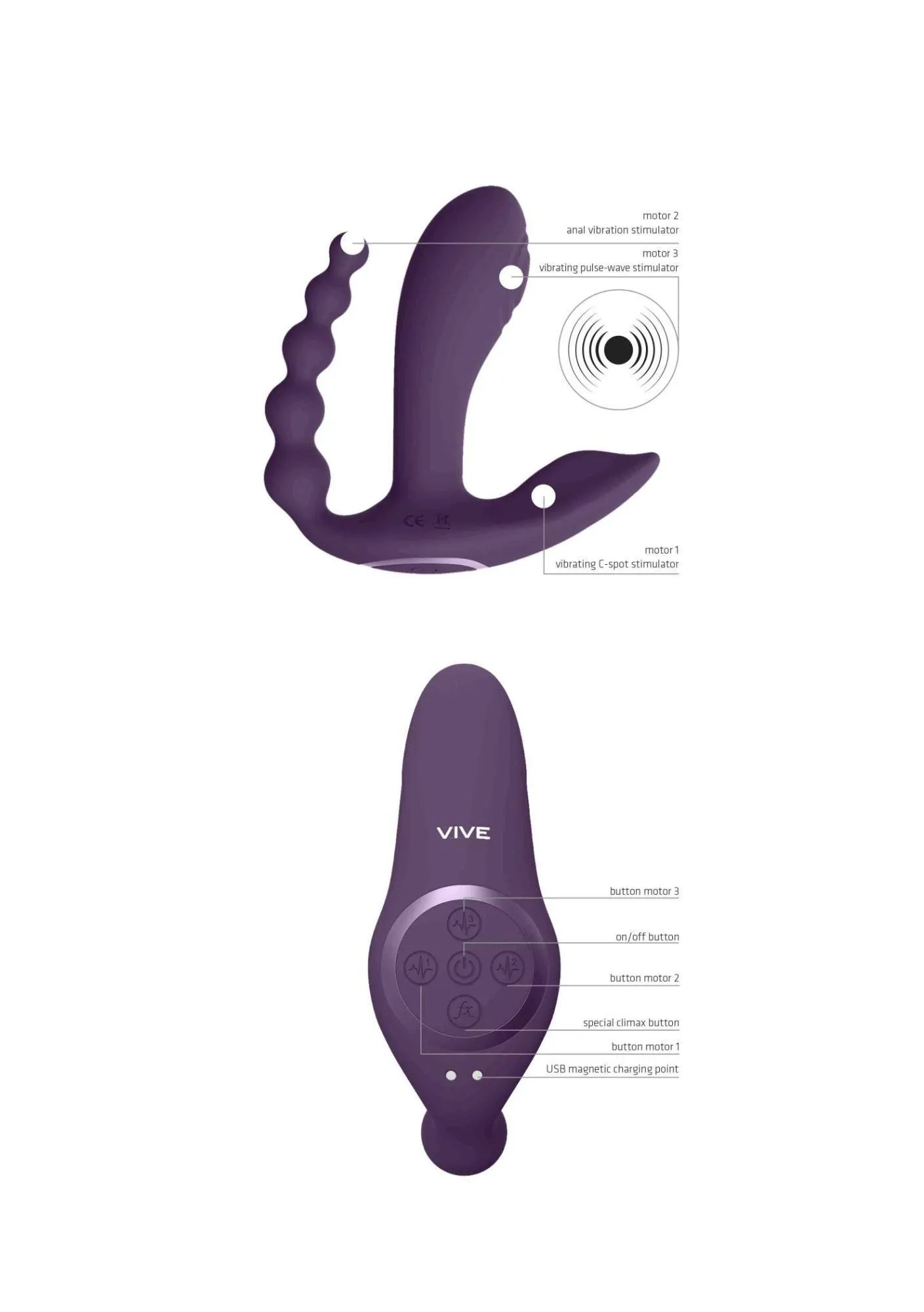 ShotsToys Kata - Stymulator prostaty, Fioletowy, 12 cm