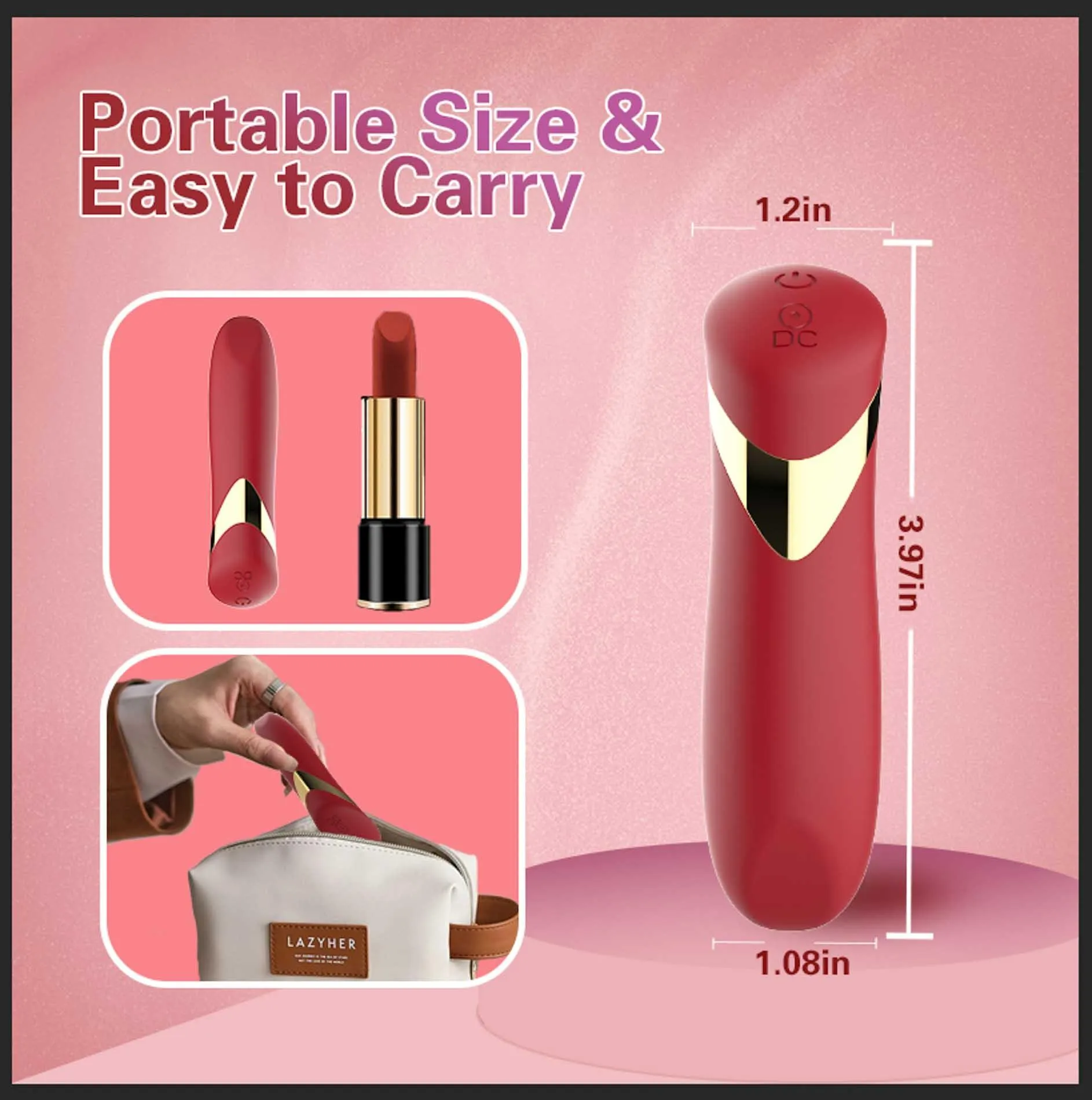 B - Series Cute Lipstick Bullet - Mini-wibrator, Czerwony, 10.2 cm