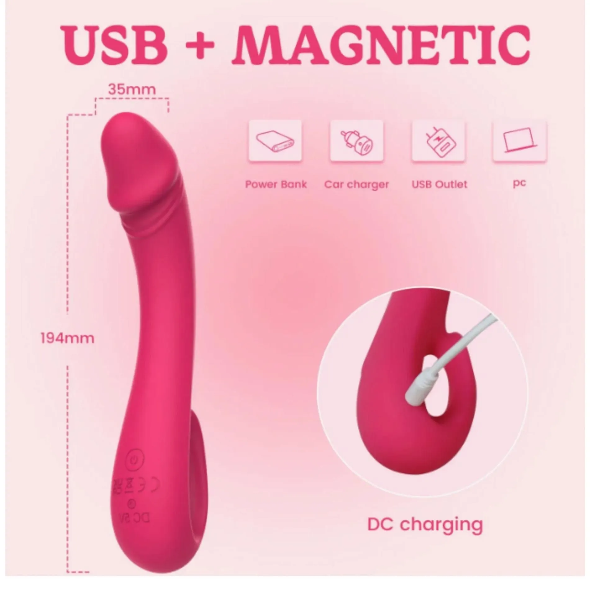 Power Escorts Kinky Pleasure Vibey - Wibrator, Różowy, 19.4 cm