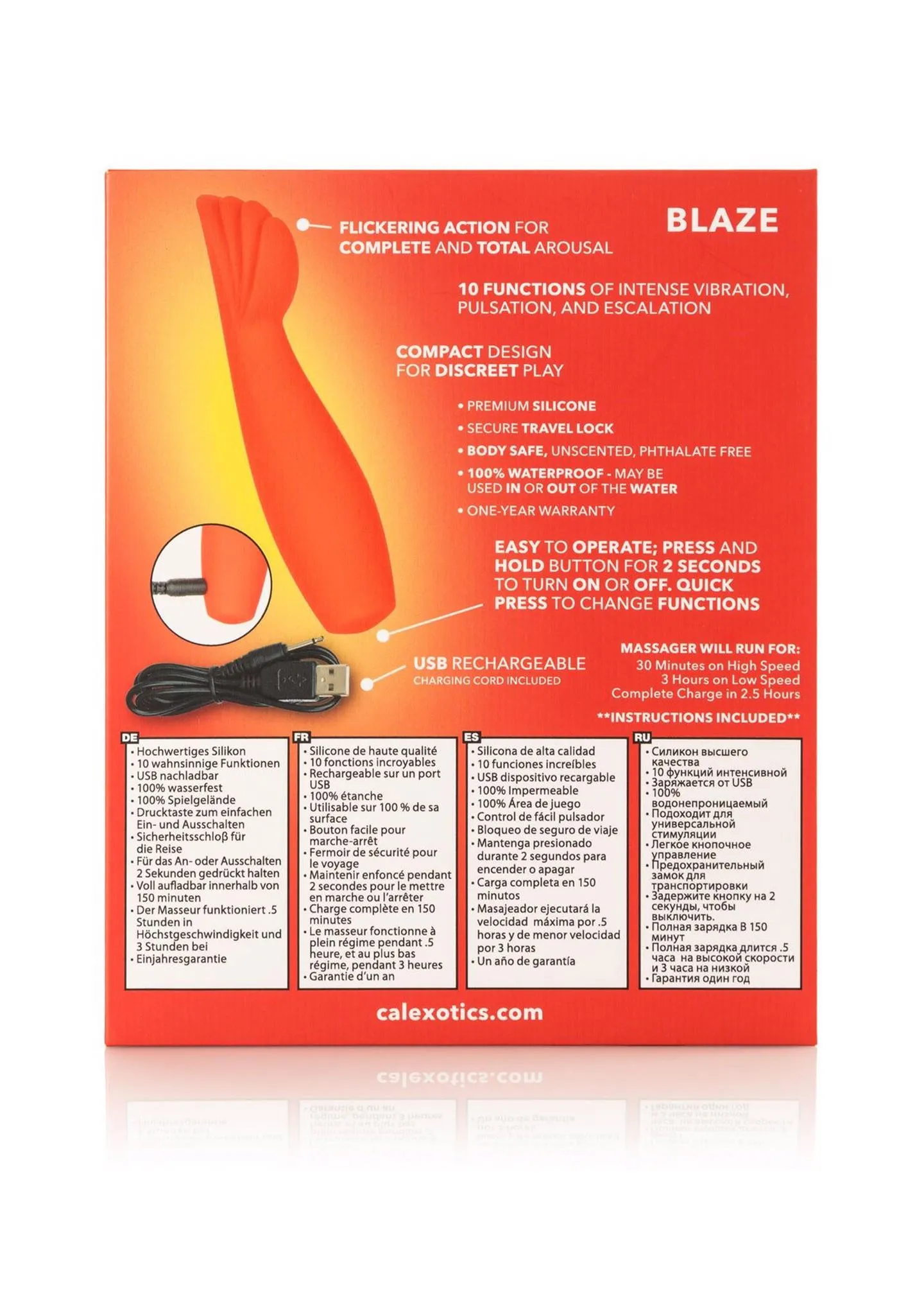Вібратор Calexotics Red Hot Blaze Red, 14 см (червоний)
