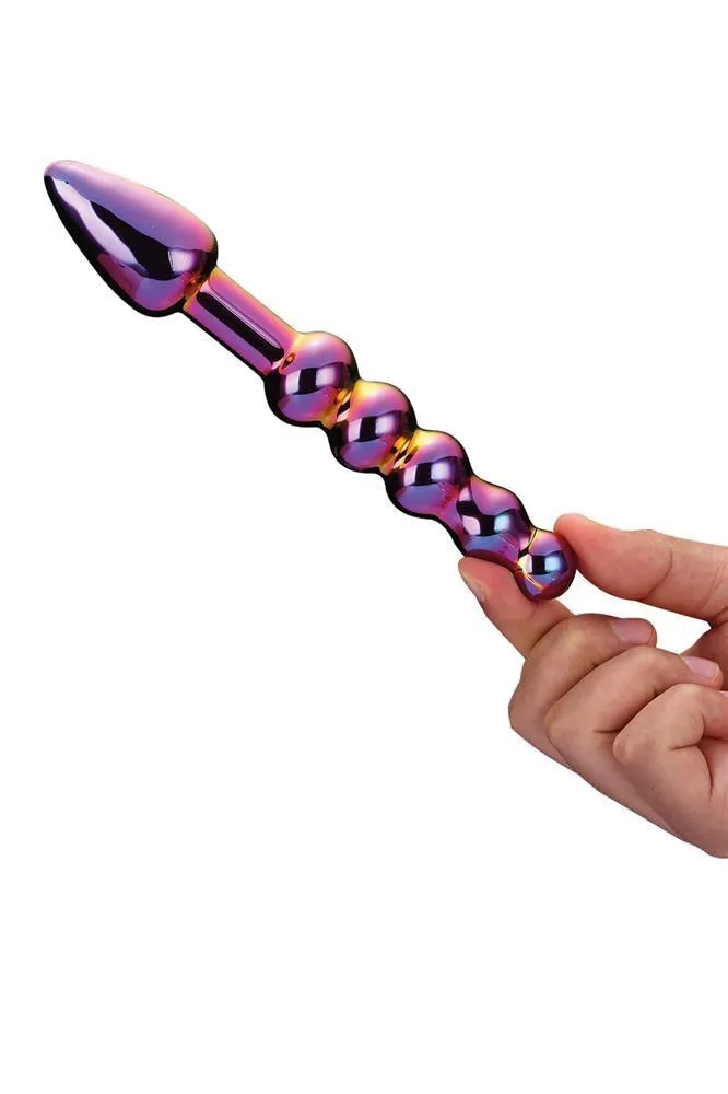 Анальный фаллоимитатор Glamour Glass Ridged Anal Dildo, 18 см (радужный)