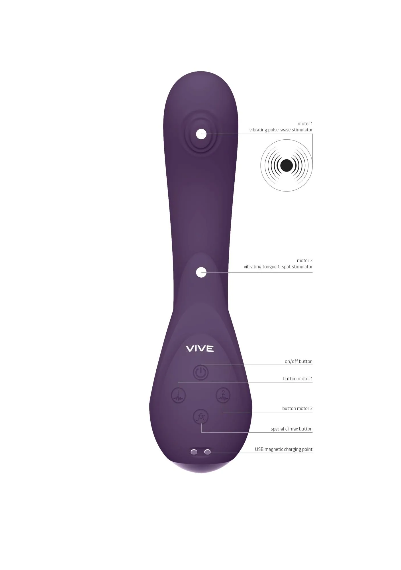 Vive Miki - Wibrator, Fioletowy, 22 cm