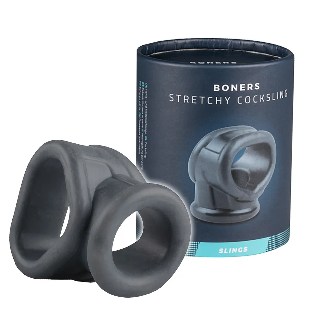 Boners Liquid Silicone 2 in 1 Ballstretcher - Pierścień erekcyjny, Szary, 4, 3 cm