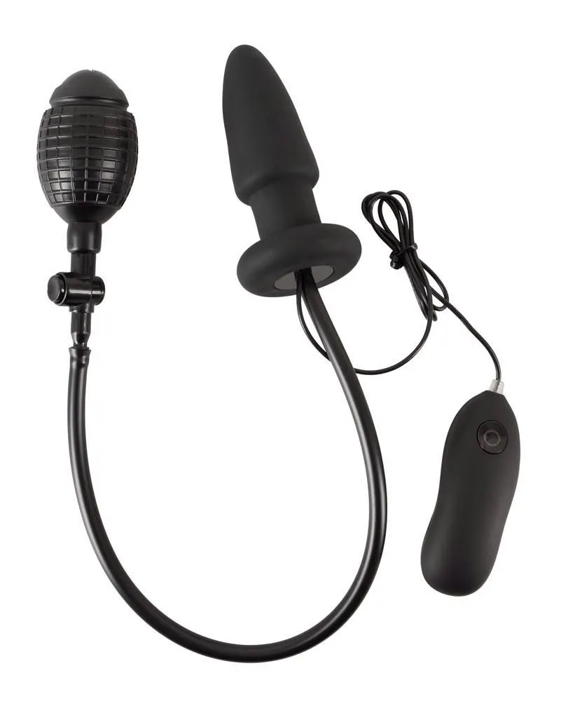 Анальна пробка Orion Inflatable + Vibrating Butt Plug, 12.2 см (чорний)