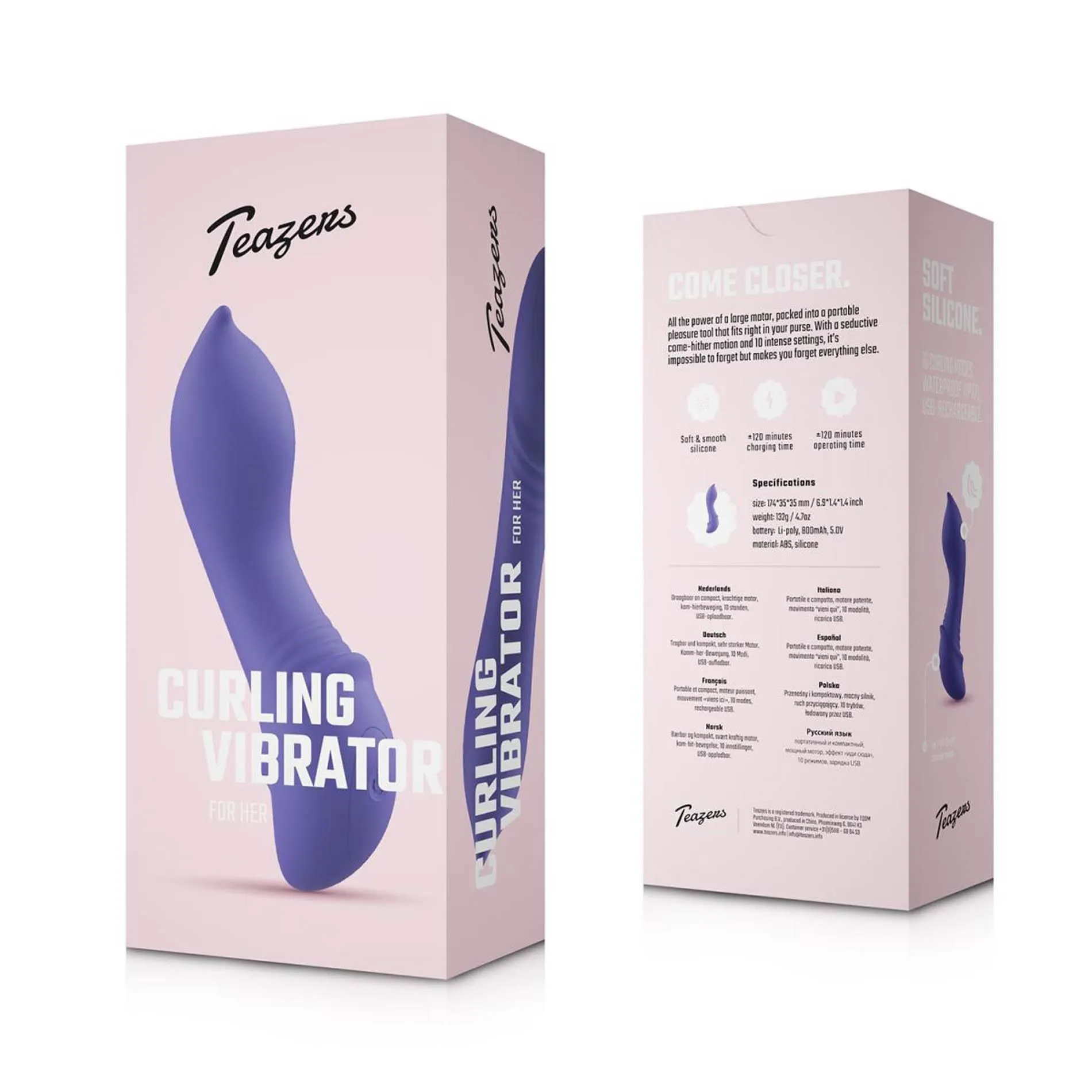 Мини-вибратор Teazers Curling, 17.4 см (фиолетовый)