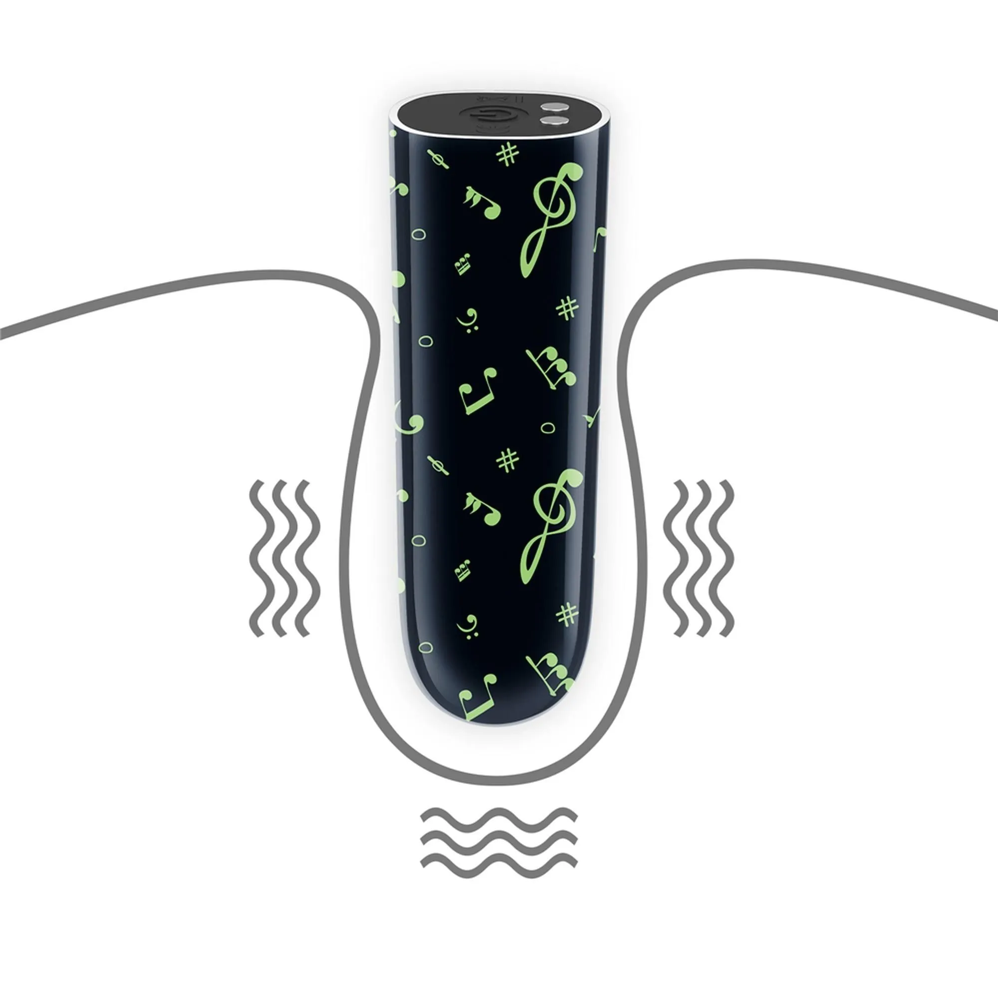 Вібратор для клітора LoveToy Music Massager Glow In The Dark, 8,5 см (чорний)