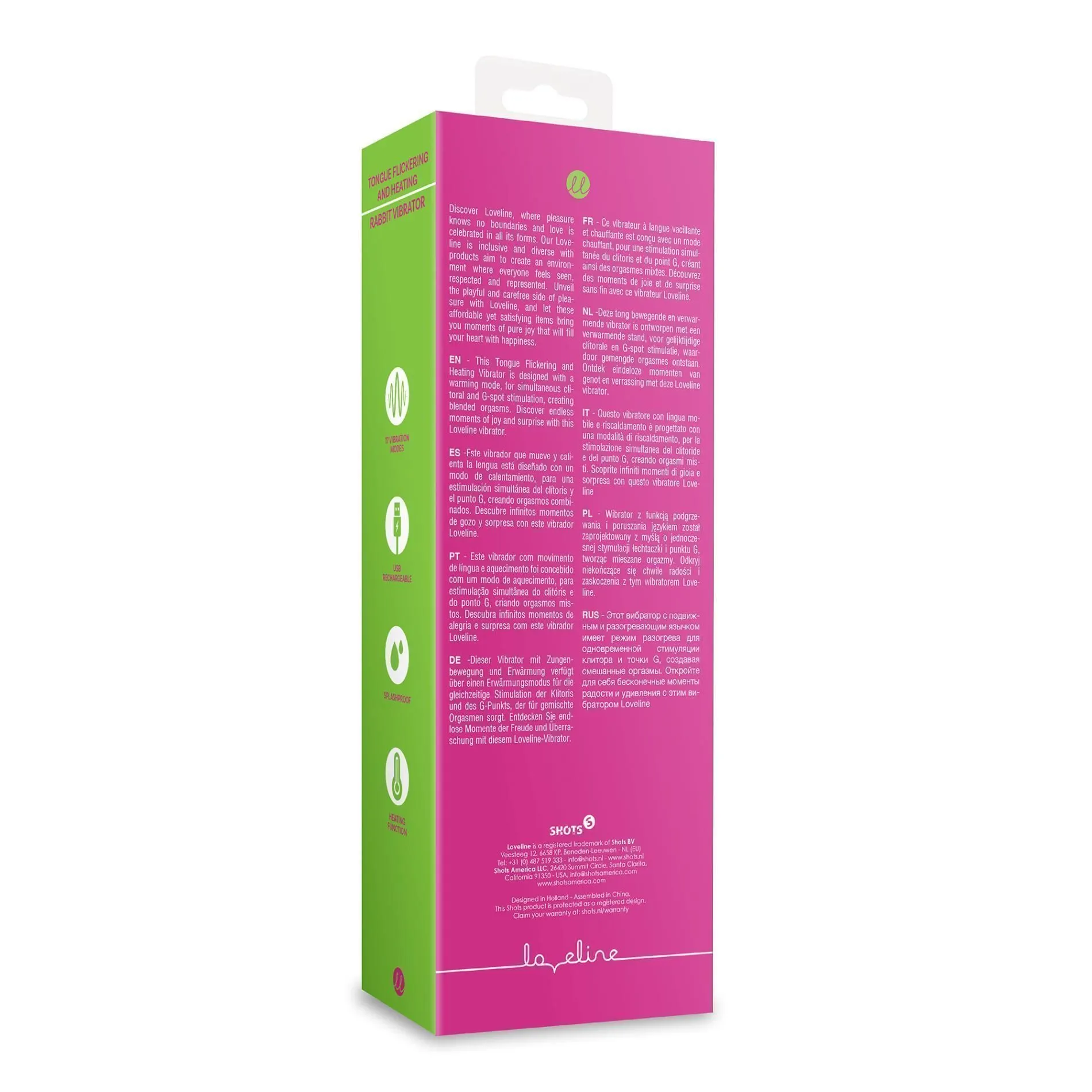 Вибратор-кролик Loveline Tongue Flickering and Heating, 21,5 см (розовый)