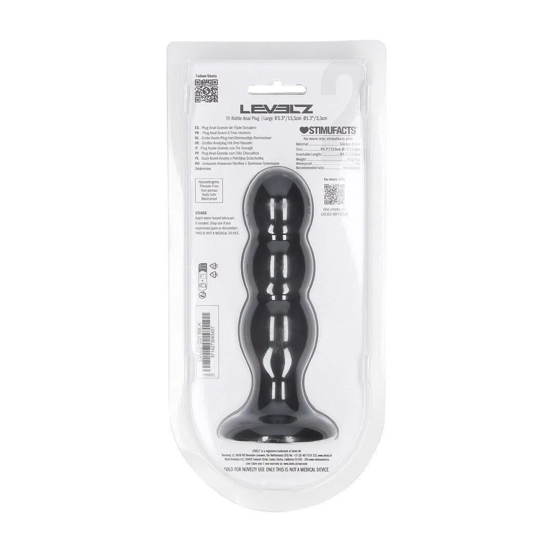 Анальна пробка Levelz Tri Rattle Liquid, 13.5 см (чорний)