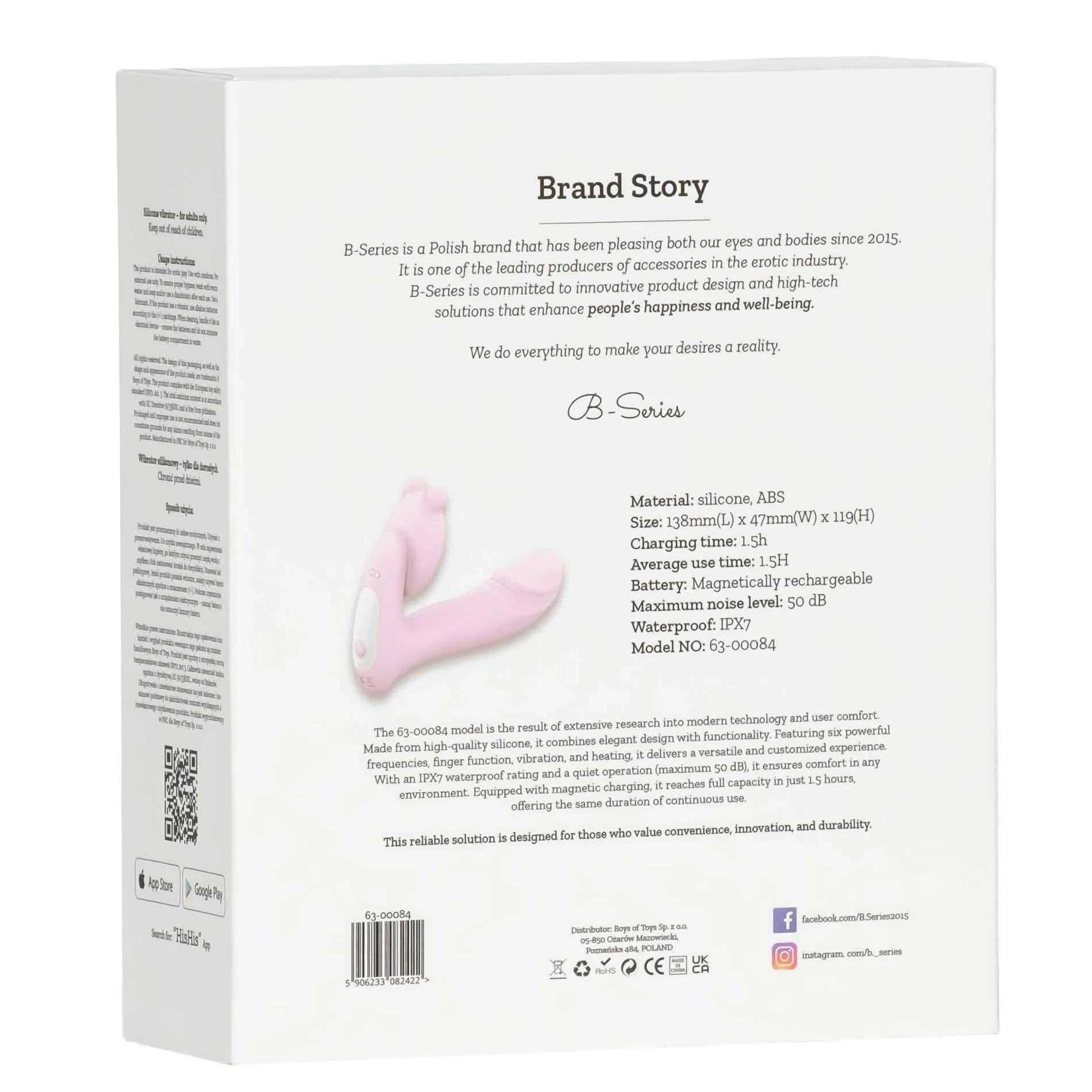 Вібратор B - Series Fox Finger function Heating + APP, 13.8 см (рожевий)