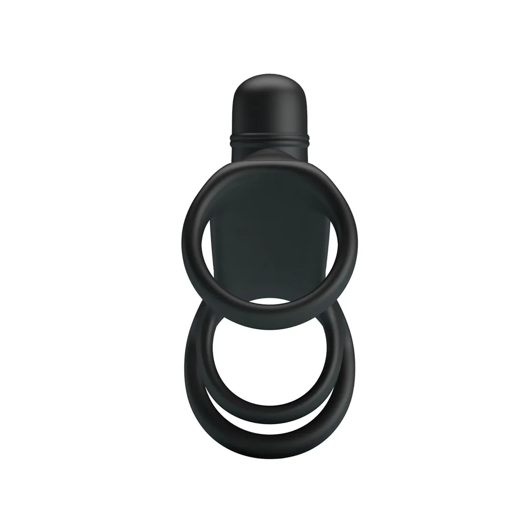 Pretty Love Vibrating Penis Sling - Wibrująca nakładka na penisa, Czarny, 11, 5 cm