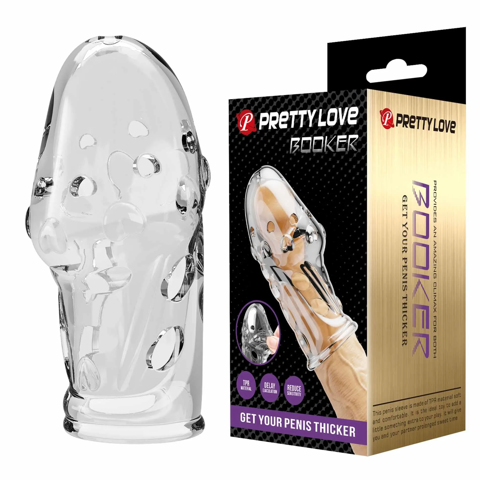 Насадка на пенис Pretty Love Penis Sleeve Booker, 8 см (прозрачный)