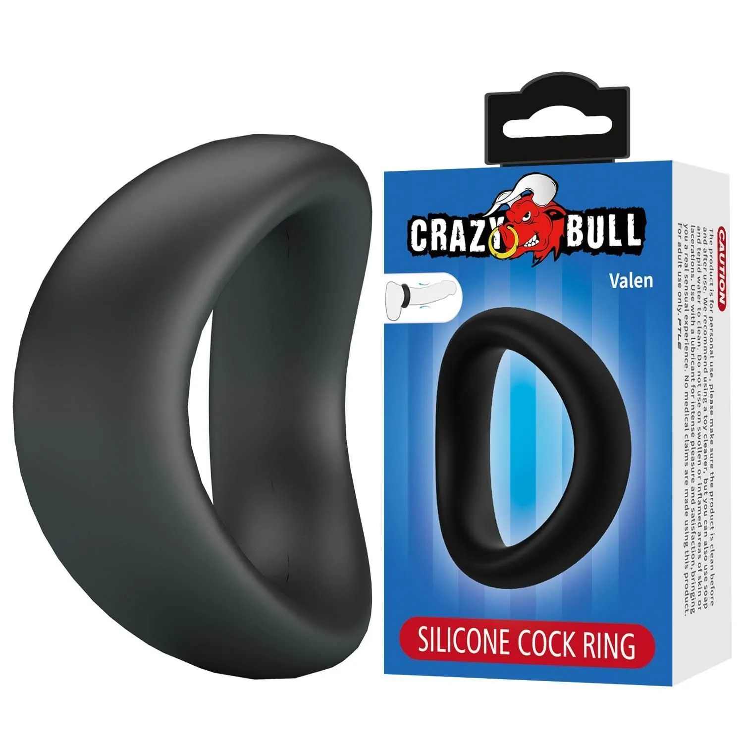 Crazy Bull Valen - Pierścień erekcyjny, Czarny, 6.5 cm