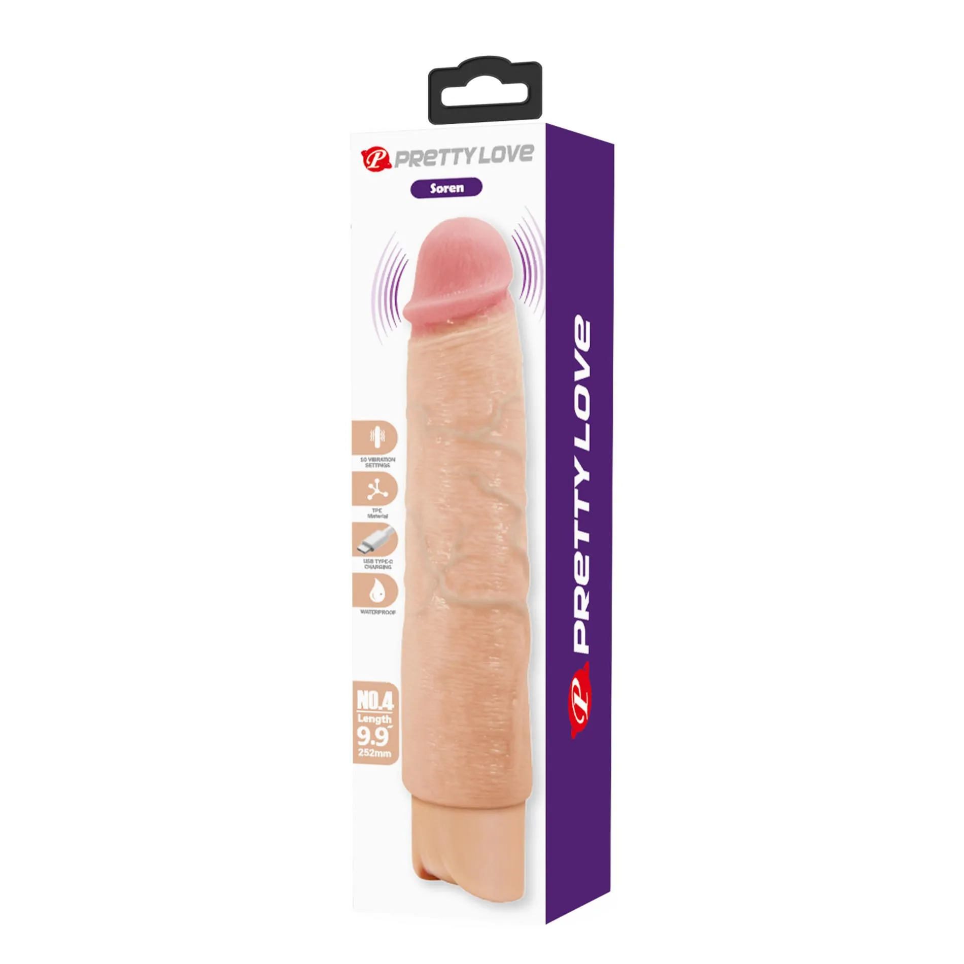 Pretty Love Soren Realistic - Wibrator, W kolorze cielistym, 25.2 cm