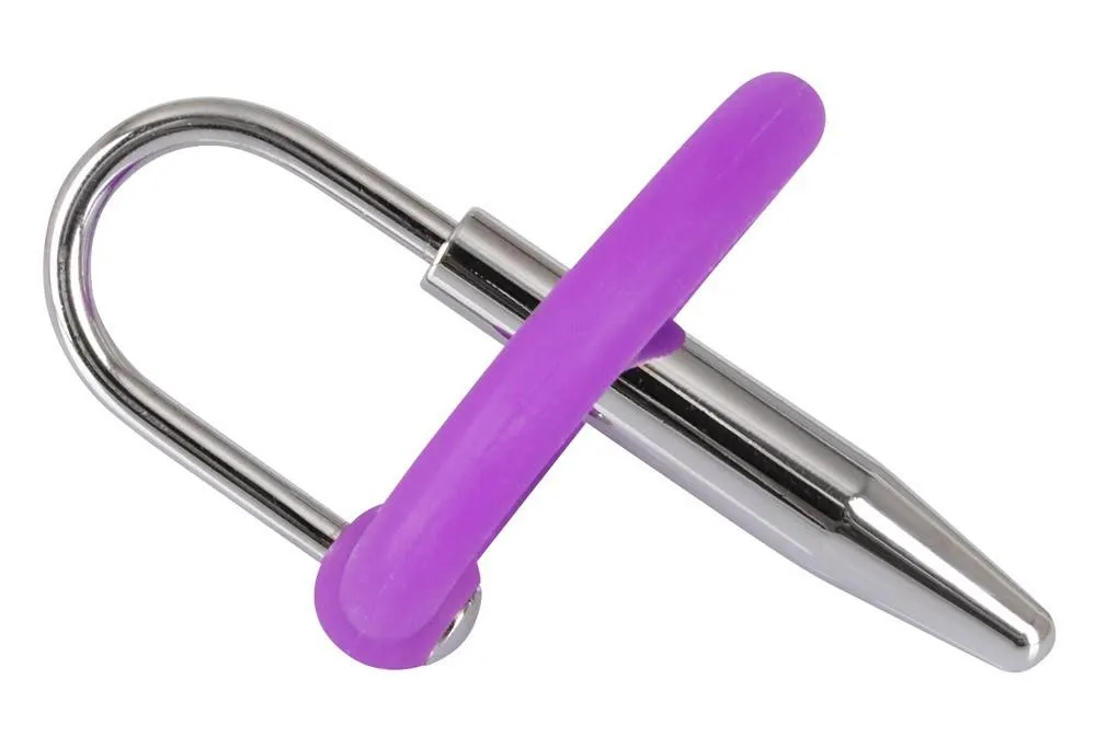 Penisplug Penis Plug With A Silicone Glans Ring - Stymulator cewki moczowej, Srebro, 4, 5 cm