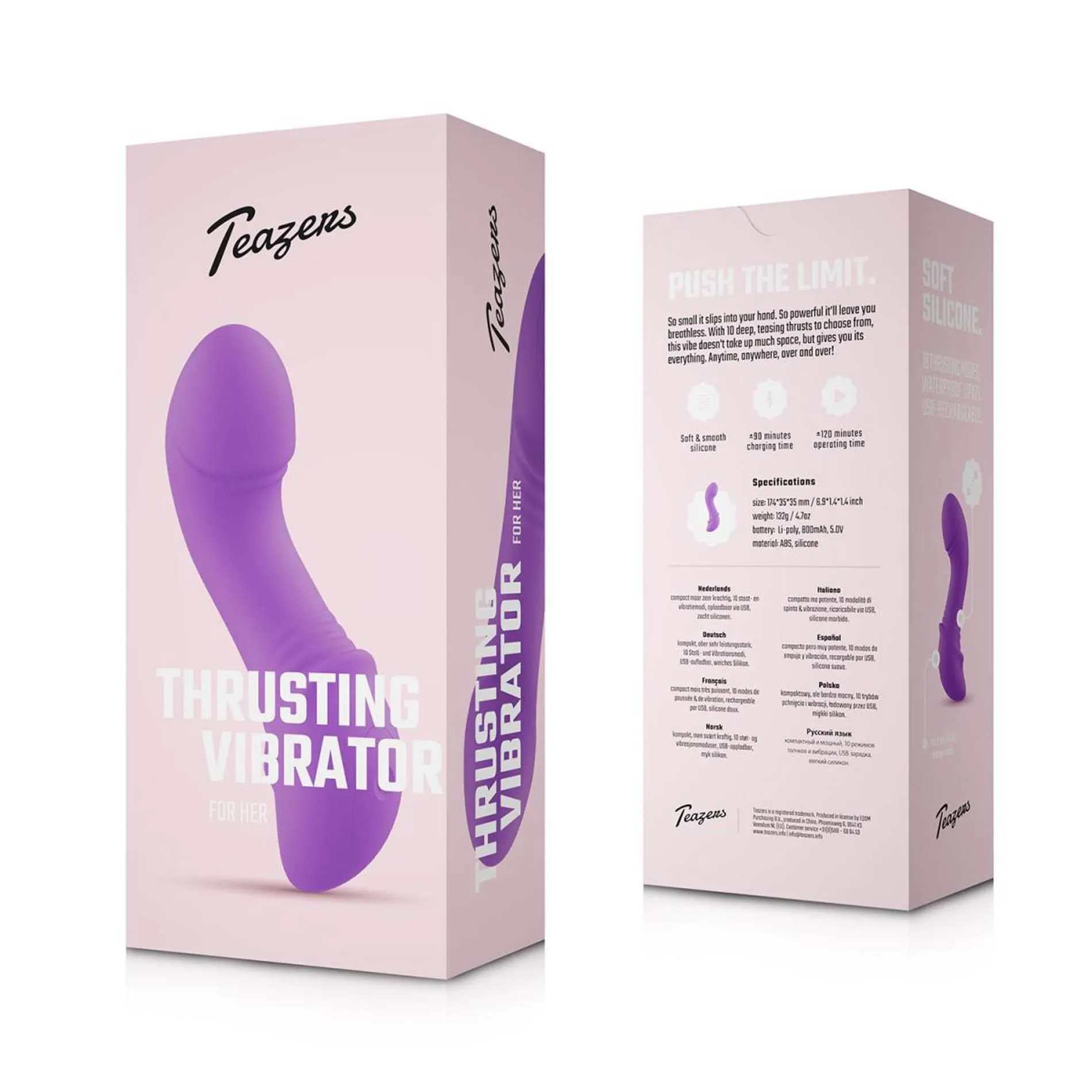 Teazers Mini Thrusting - Mini-wibrator, Fioletowy, 17.5 cm