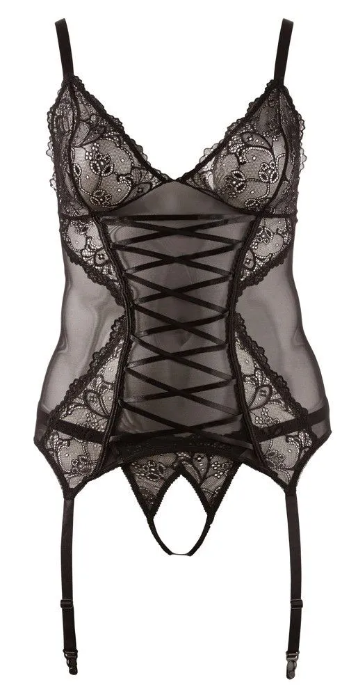 Корсет с подвязками для чулок Cottelli Collection Lingerie, XXL (черный)