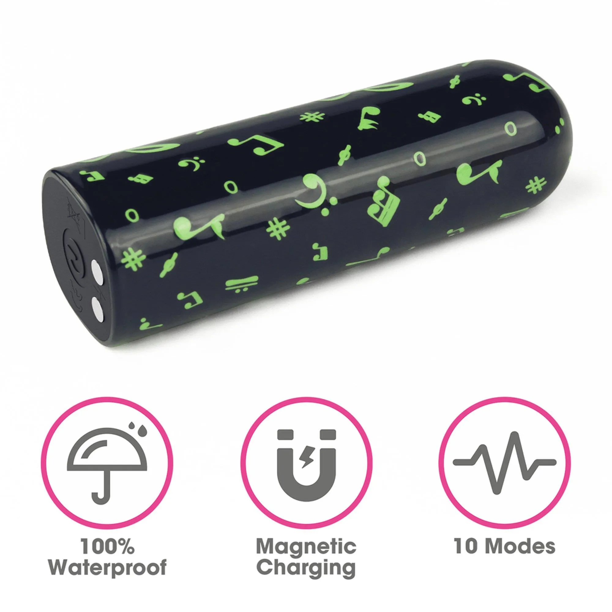 Вибратор для клитора LoveToy Music Massager Glow In The Dark, 8,5 см (черный)