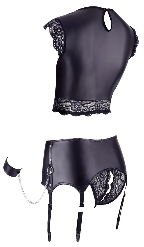 Cottelli BONDAGE Top and Suspender Briefs - Komplet