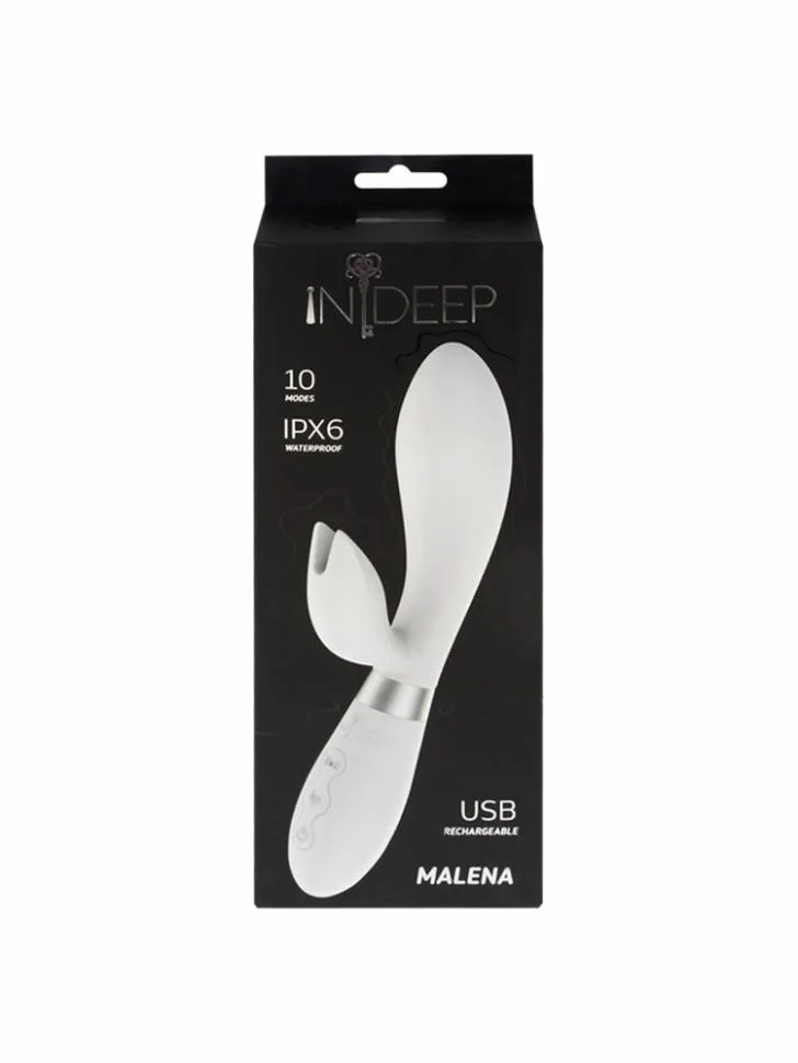 Indeep Malena - Wibrator królik, Biały, 21, 5 cm