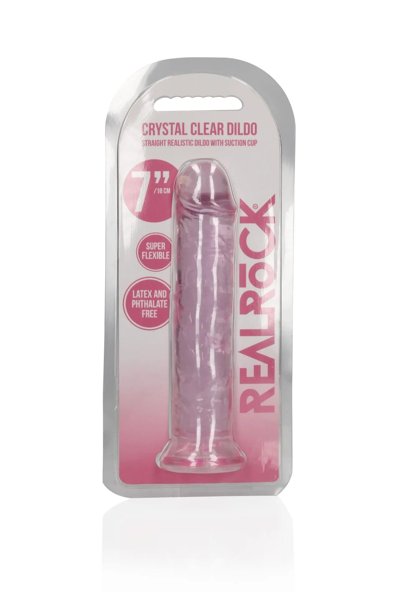 Фаллоимитатор RealRock Crystal Clear Realistic Dildo 7'', 20 см (розовый)