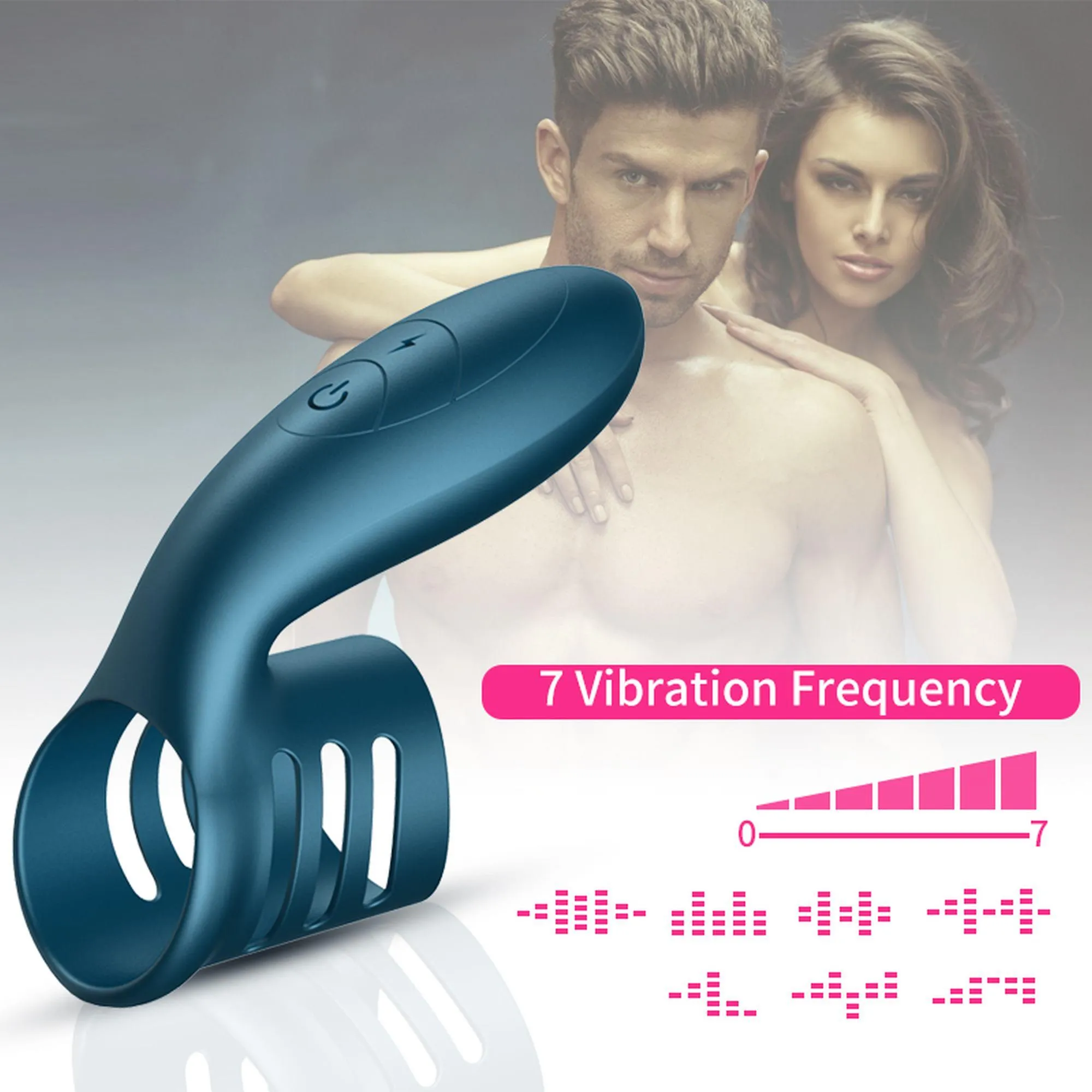 Насадка на пенис Foxshow Wibrator Silicone Ring, 11 см (синий)