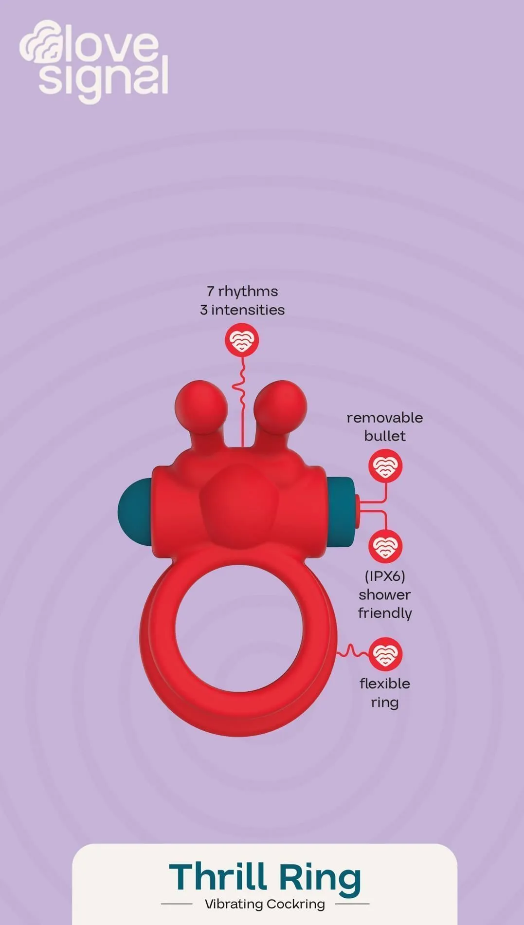 Эрекционное кольцо Dream Toys Thrill Ring, 10 см (красный)