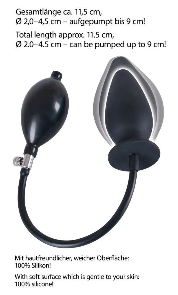 Анальна пробка True Black Inflatable Anal Plug, 11,5 см (чорний)