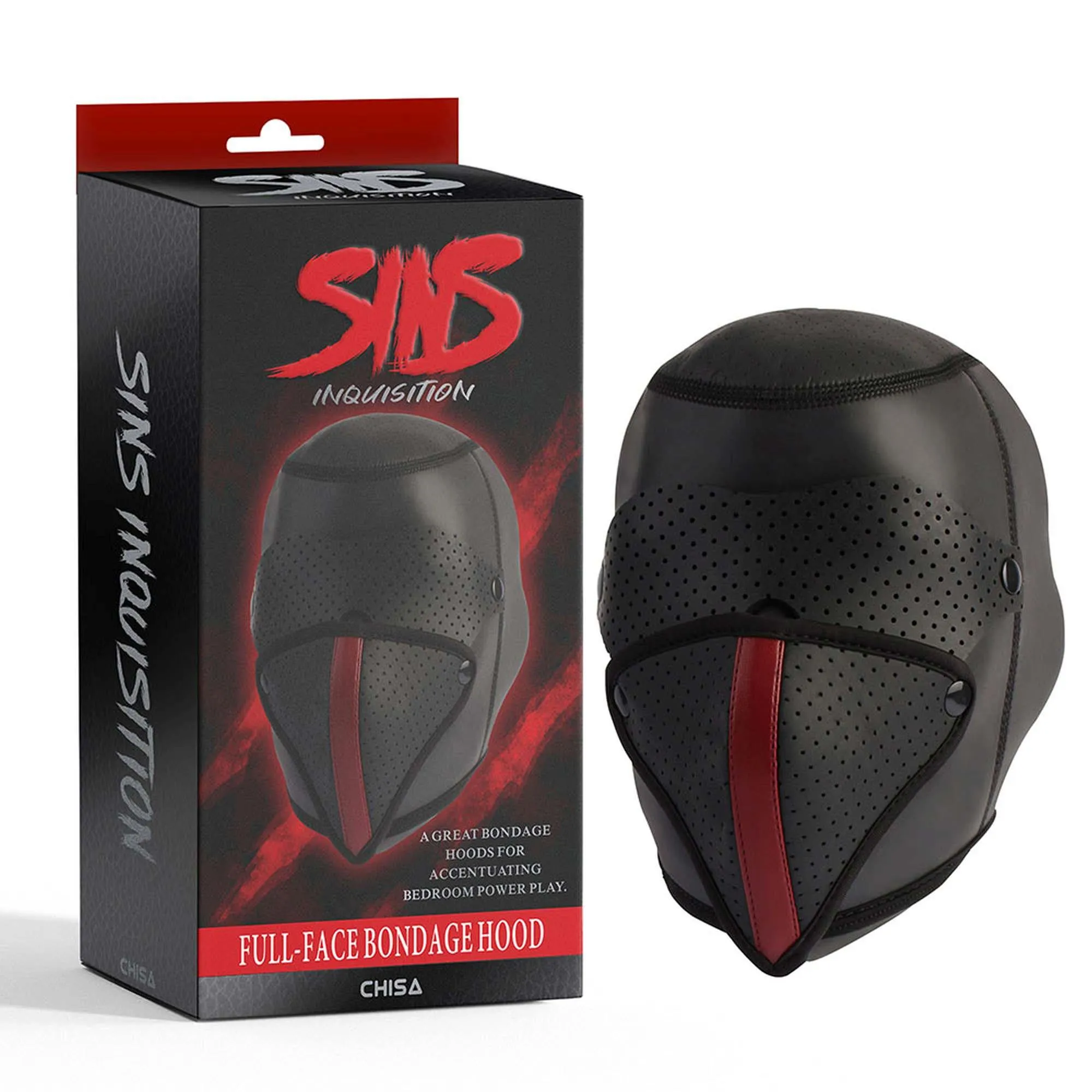 БДСМ маска Sins Inquisition Full-Face Bondage Hood (чорний)