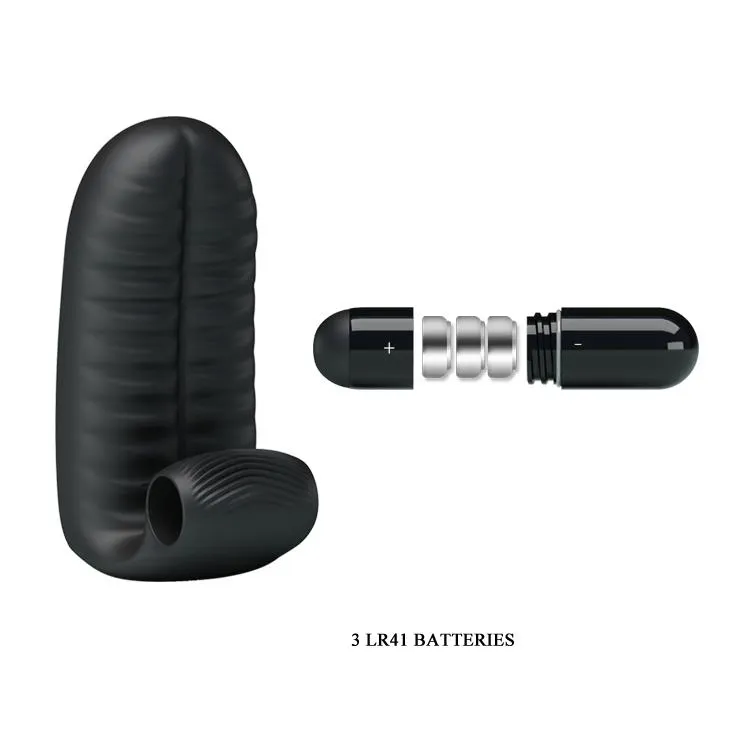 Pretty Love Abbott Finger - Wibrator nakładka na palec, Czarny, 9, 4 cm