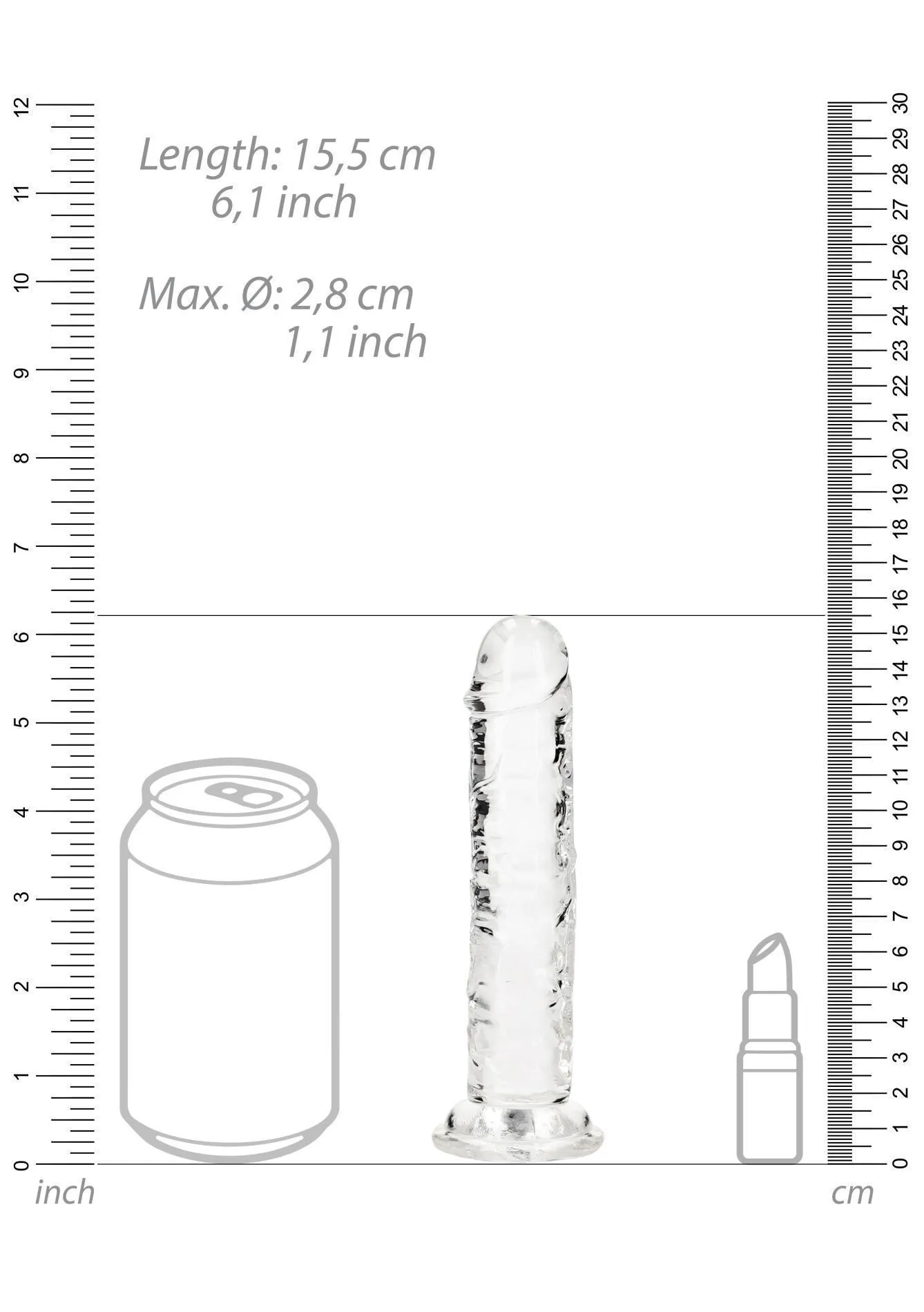 Фалоімітатор RealRock Crystal Clear Realistic Dildo 6'', 15.5 см (прозорий)