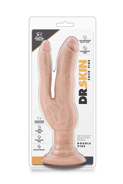 Двойной вибратор Blush Dr. Skin Cock Vibes Double Vibe, 24 см (бежевый)